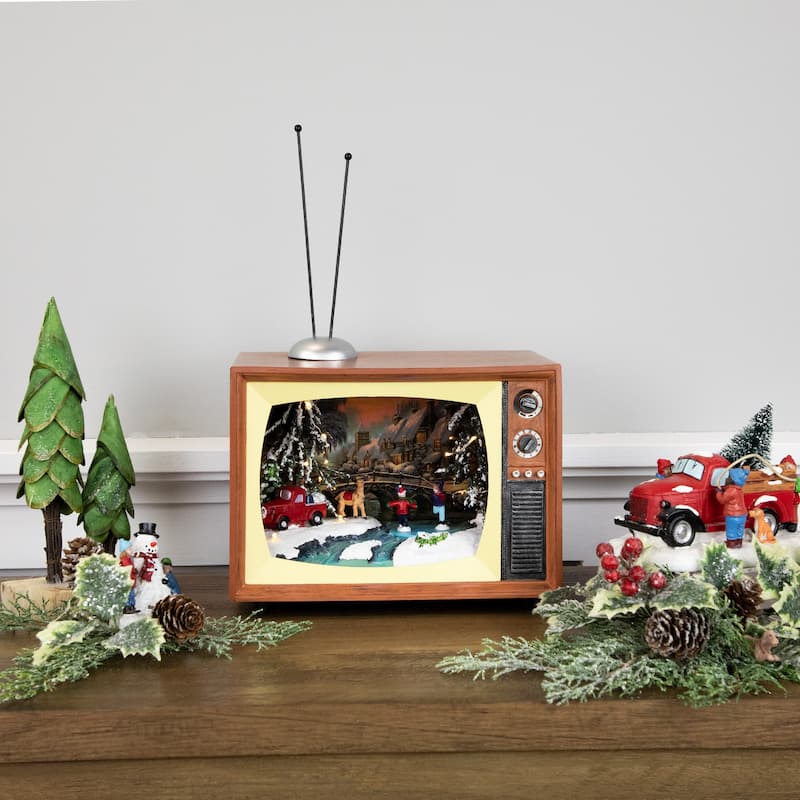 9.25" LED Lighted Animated Musical TV with Ice Skating Scene Christmas Display