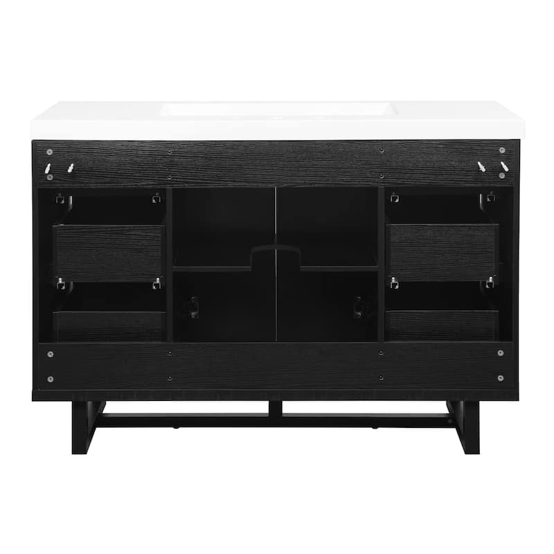 47.2" Modern Bathroom Vanity with Resin Sink, 2 Doors & 6 Drawers, Hidden Soft-Close Slides, Space-Saving Storage Cabinet