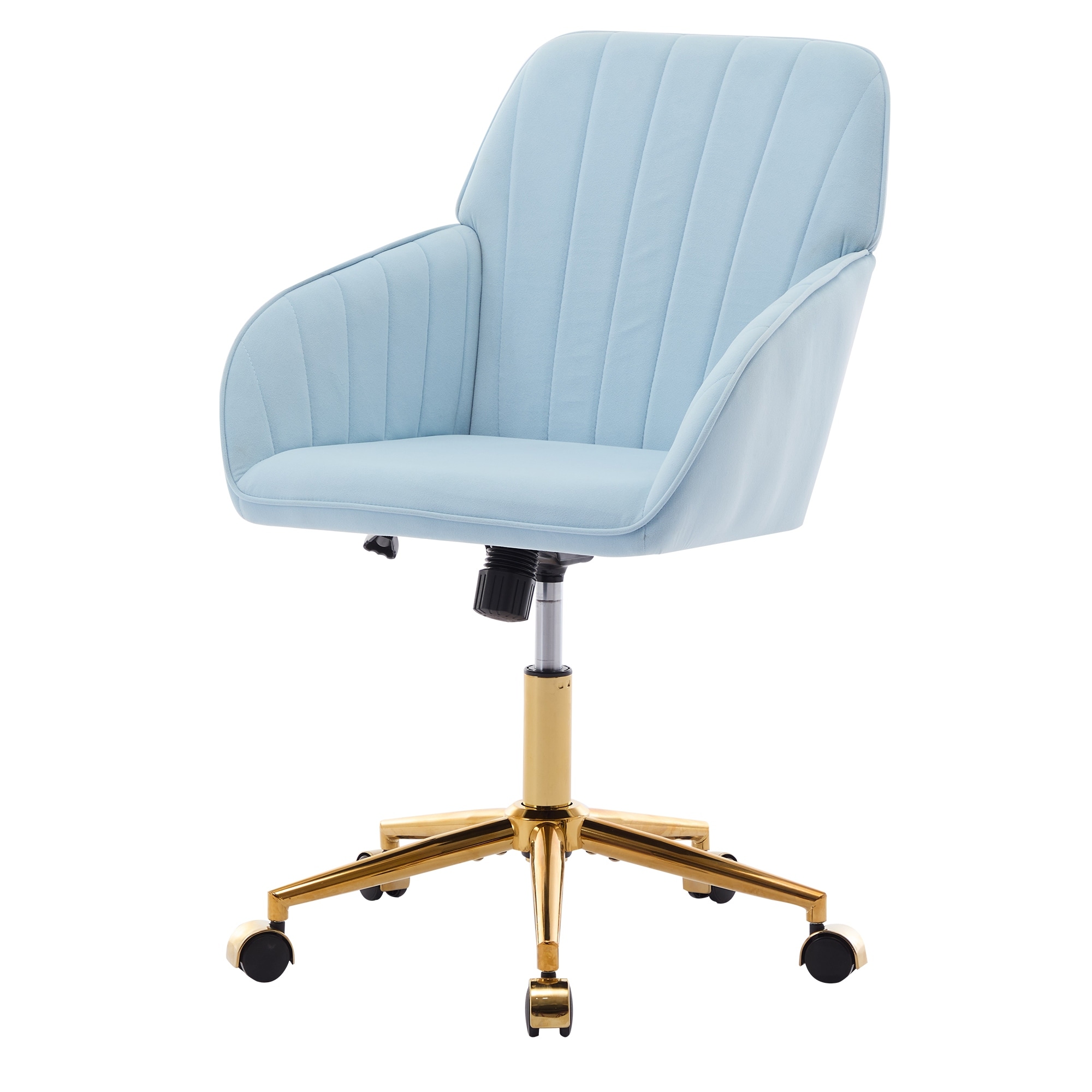 Comfortable Vanity Chair Visitor Chair with Lumbar Support, Baby Blue Ergonomic Swivel Chair Computer Chair with Backrest