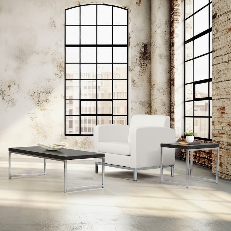 Wall Street End Table in Chrome and Black Finish
