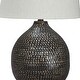 preview thumbnail 4 of 3, Pot Bellied Base Metal Table Lamp with Dotted Pattern, Black - 25 H x 15 W x 15 L Inches