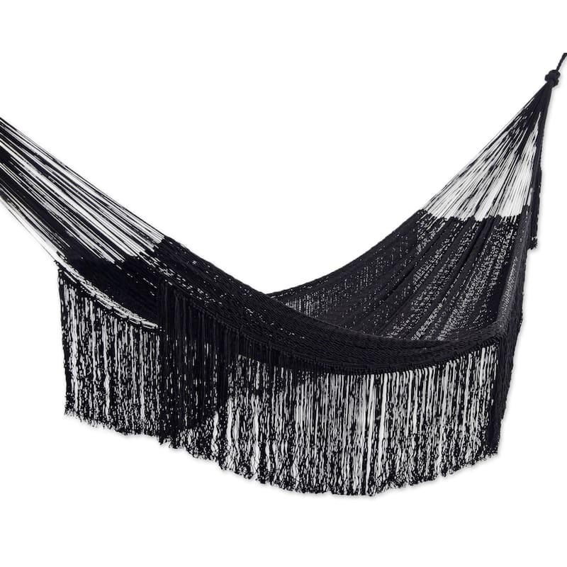 Novica Handmade Ebony Cascade Cotton Rope Hammock (Double)