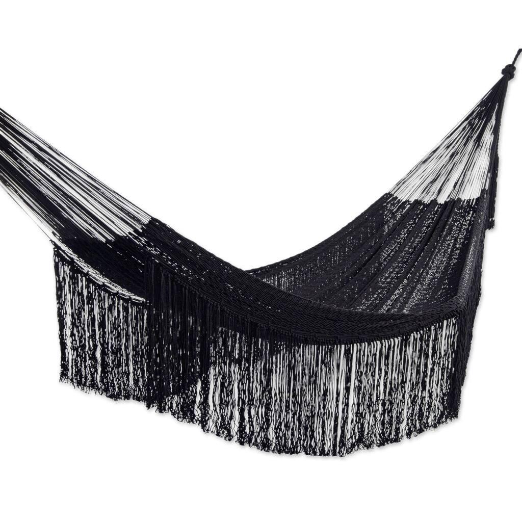 Novica Handmade Ebony Cascade Cotton Rope Hammock (Double)