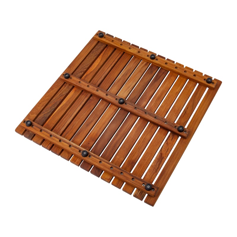 Nordic Style Teak Wood Shower and Bath Mat 19.6" x 19.6"