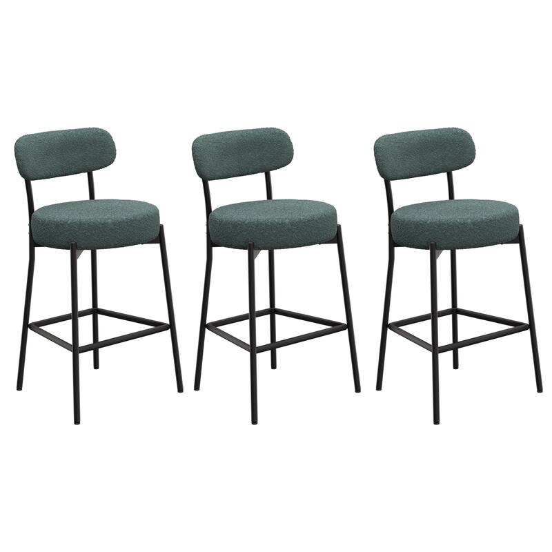 XINMICS 27 Inches Boucle Counter Height Bar Stools with Back