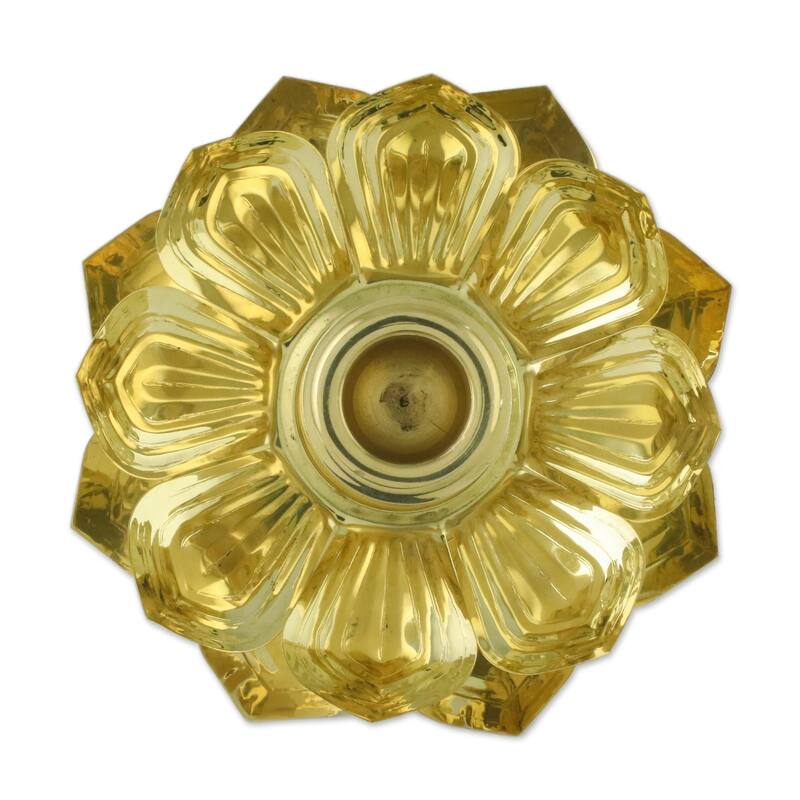 Novica Handmade Luminous Lotus Brass Candlesticks (Pair) Bed Bath