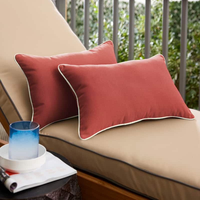Sunbrella Canvas Henna/ Canvas Natural Indoor/ Outdoor Pillow Set - 13 in x 20 in