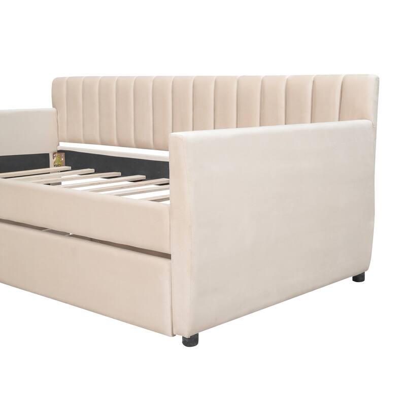 Elegant Twin Size Upholstered Daybed, High-Quality Velvet Fabric with Drawers, Perfect for Guest Rooms