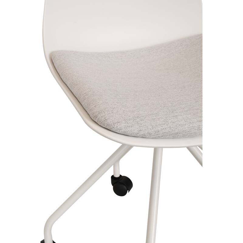 Set of 2 Ergonomic Office Armless Task Chairs with Wheels Plastic Fabric Padded Seat Curved Round Metal Wire Legs for Computer