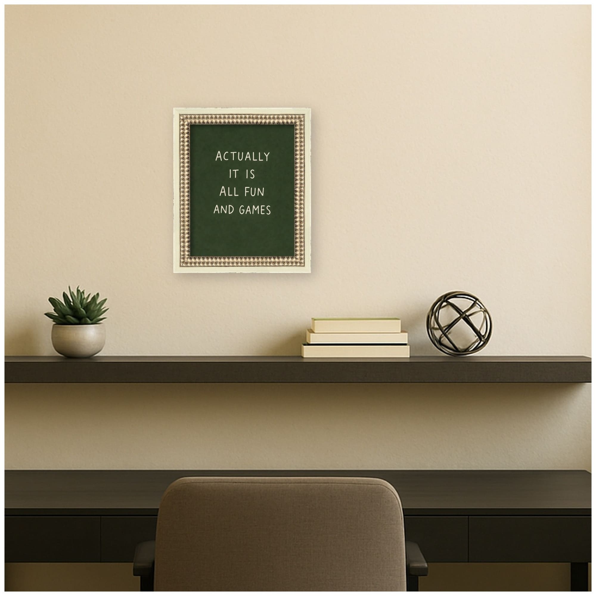 Kate and Laurel Actually It Is All Fun and Games by Laura Moss Framed Mounted Canvas Wall Art Print