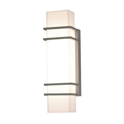 Blaine 15-inch Textured Grey LED Outdoor Sconce, White Acrylic Shade
