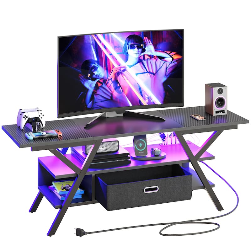 55 inch LED TV Stand for TVs up to 65 inch Media Console Entertainment Center with Drawer