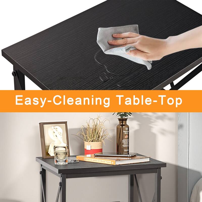 VECELO End Table Set 2pack Open Shelf X-Shaped Side Sofa Table Multifunctional Living Room Bedroom Nightstand Set