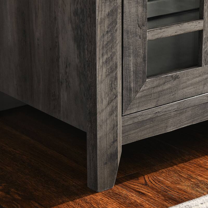 55 inch TV Media Stand with Electric Fireplace KD Inserts Heater,Gray Wash Color