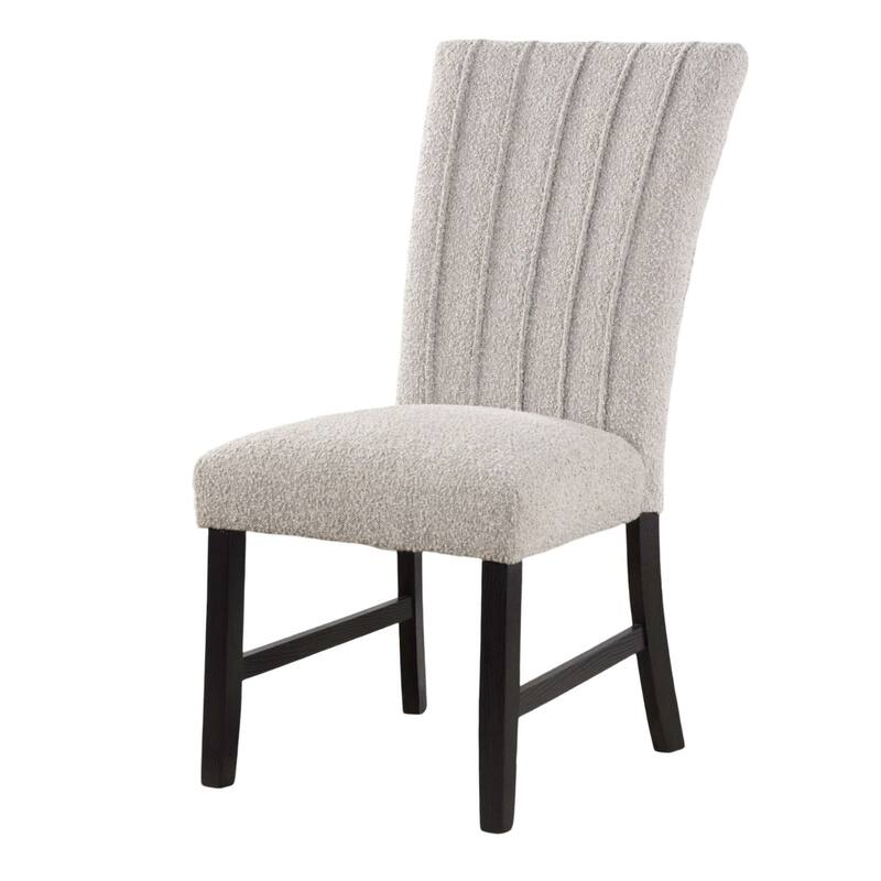 Classic Parson Chair Gray Boucle Fabric 2pc Dining Side Chairs Nalihead Trim Black Solid wood Legs Dining Room Furniture - Black,Gray