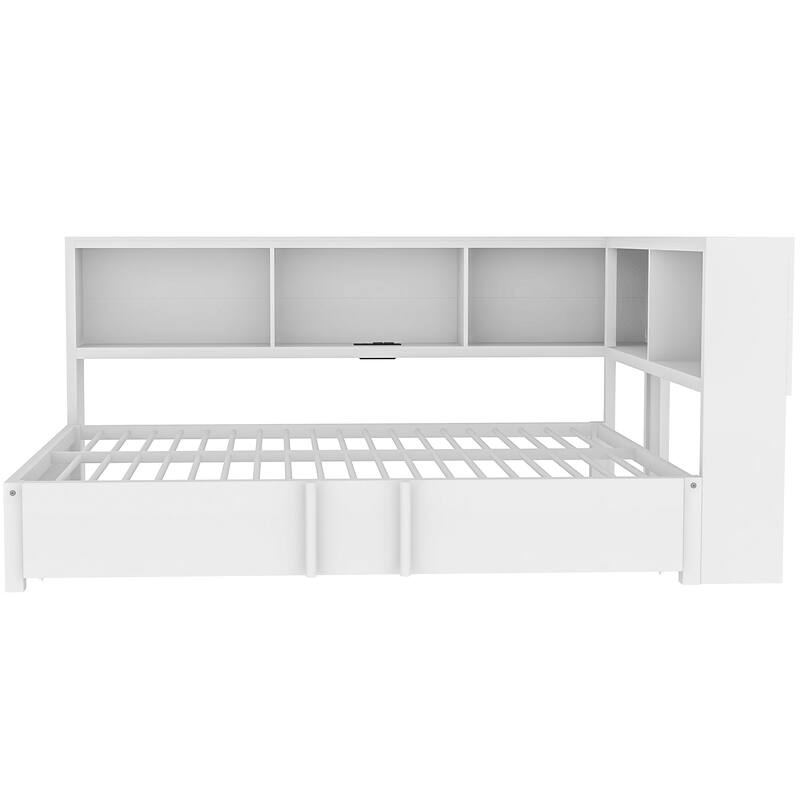 Full Metal Daybed with Trundle, Storage Cabinets, and USB Ports