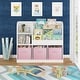 preview thumbnail 16 of 20, Kids Bookcase and Bookshelf, Multifunctional Bookcase with 3 Collapsible Fabric Drawers - White&Pink