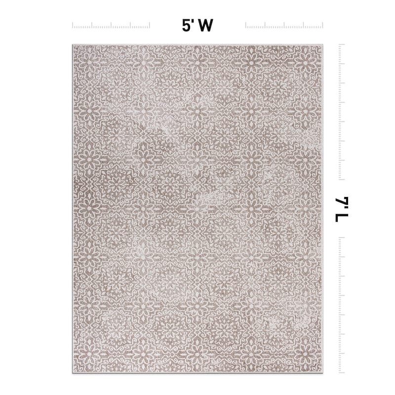 World Rug Gallery Contemporary Flowers Indoor/Outdoor Area Rug