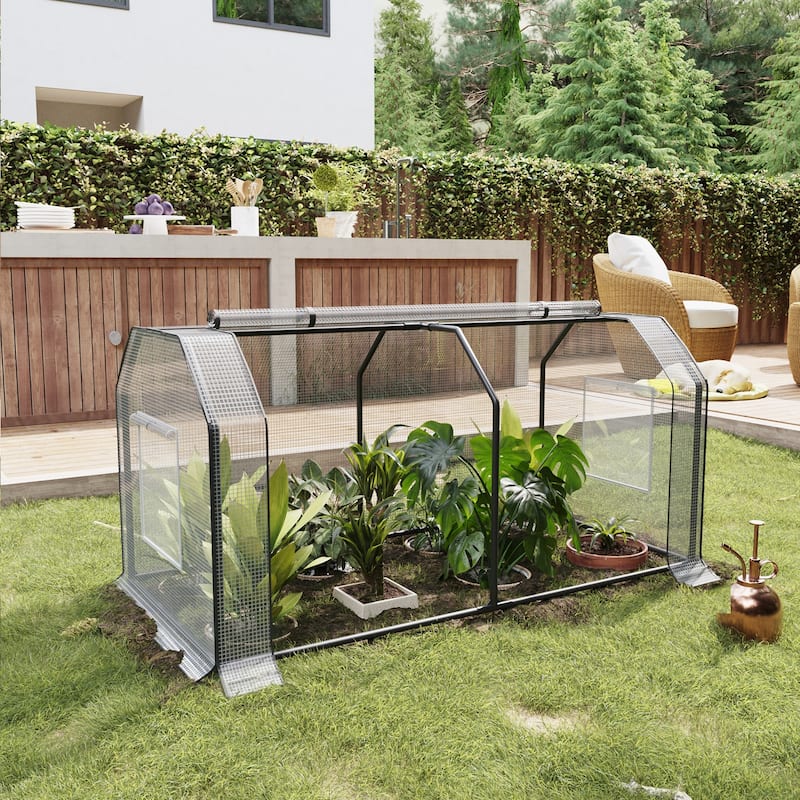 Patio Watcher 48x24x24-inch Portable Mini Greenhouse with PE Cover and Zipper Ventilation Doors for Garden Plants - 48'x24'x24' - Portable - Iron
