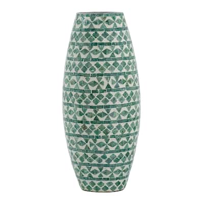 A&B Home 20-inch Green Round Tall Capiz Vase
