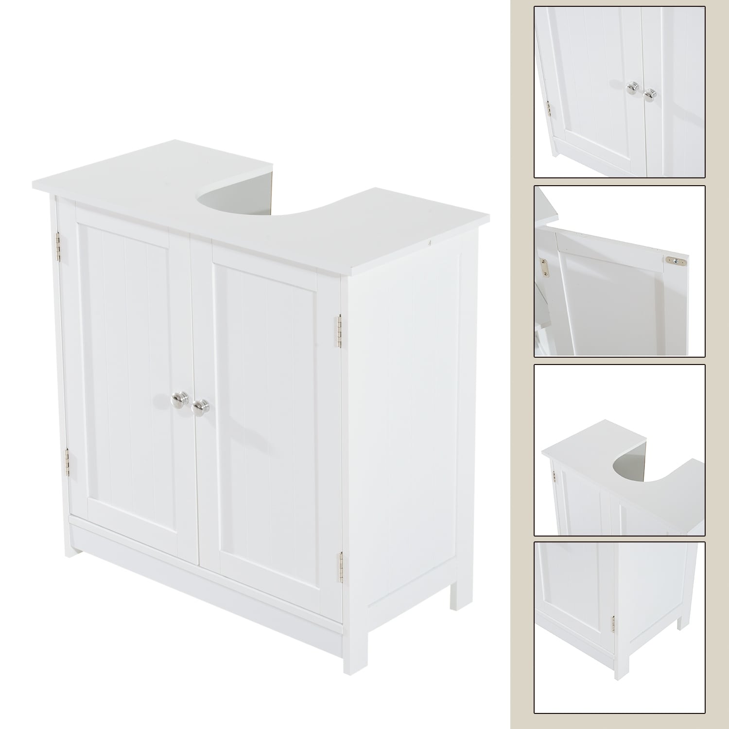 under Sink Storage Cabinet with 2 Doors and Shelf, Pedestal Sink Bathroom  Vanity