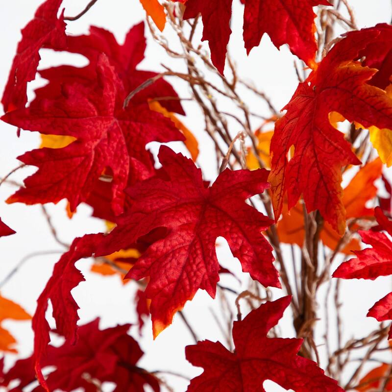 Pre-Lit Autumn Weeping Maple Artificial Potted Tree - 6' - Warm White LED Lights