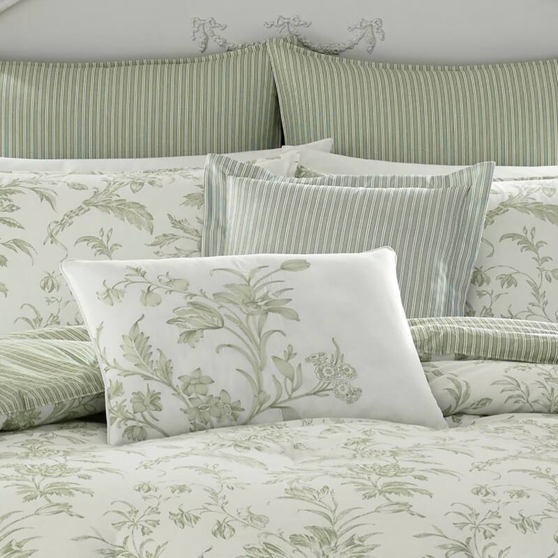Laura Ashley Natalie Green Cotton Duvet Cover Set On Sale Bed Bath