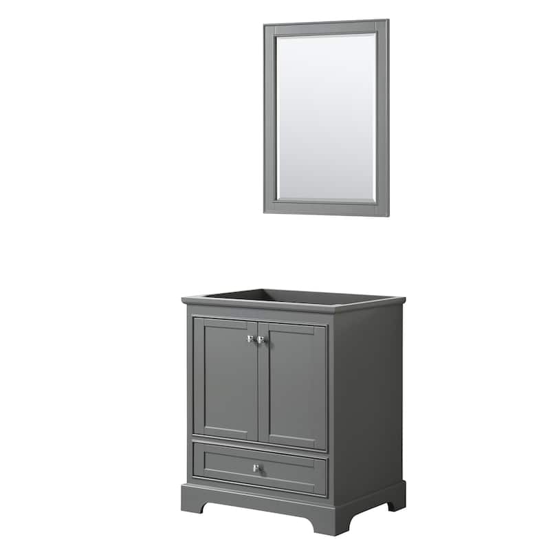 Deborah 30-inch Dark Gray Single Vanity Cabinet, 24-inch Mirror - Dark Gray, Chrome, No Top