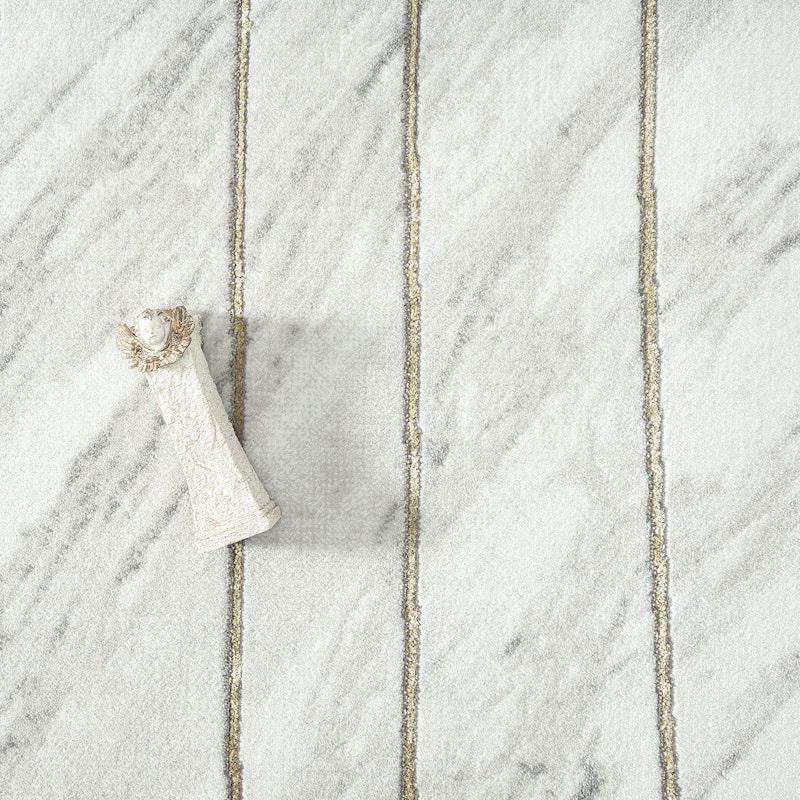 Abani Luna Contemporary Marble Gold Striped Indoor Area Rug