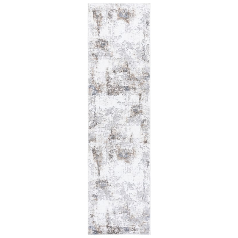 SAFAVIEH Slate Jelline Modern Abstract Rug - Grey/Ivory Brown - 2' x 8' Runner