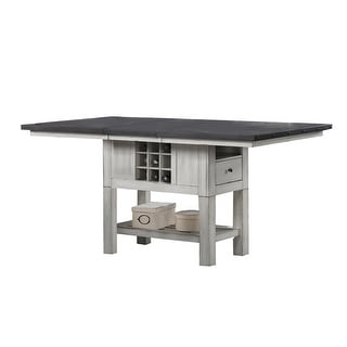 Rectangular Storage Counter Height Table in Antique White and Gray