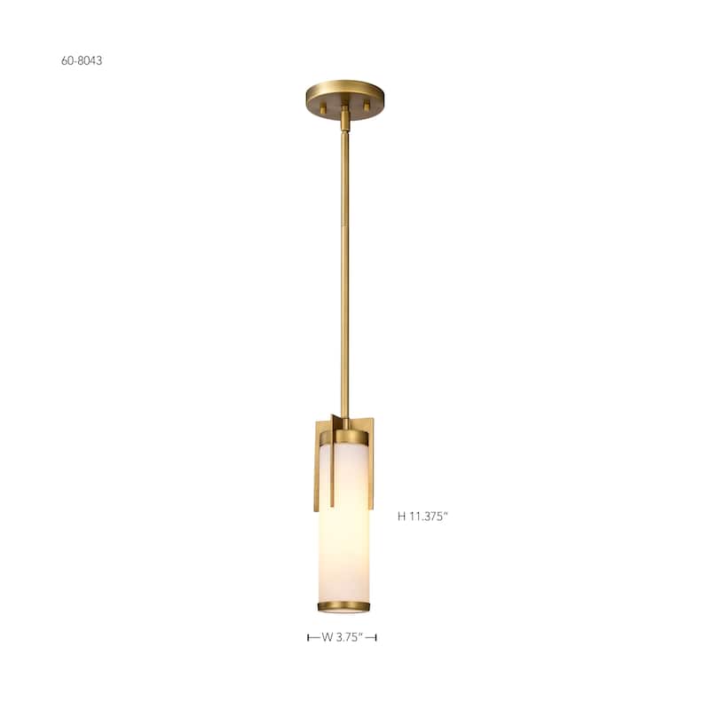 Roselle Mini Pendant Natural Brass with White Glass - Natural Brass