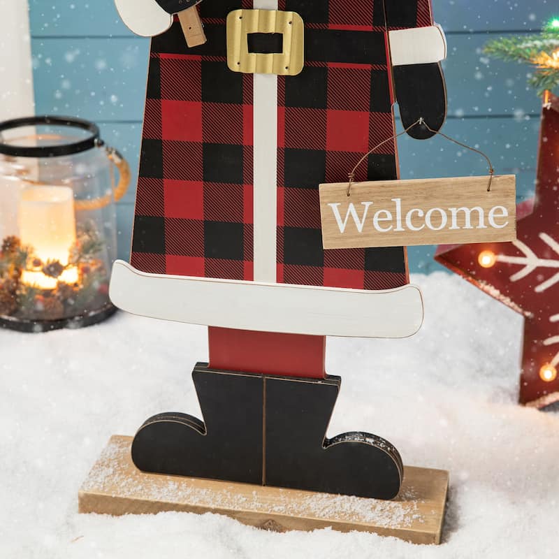 Glitzhome 36"H Lighted Wooden Christmas Snowman Or Santa Porch Decor