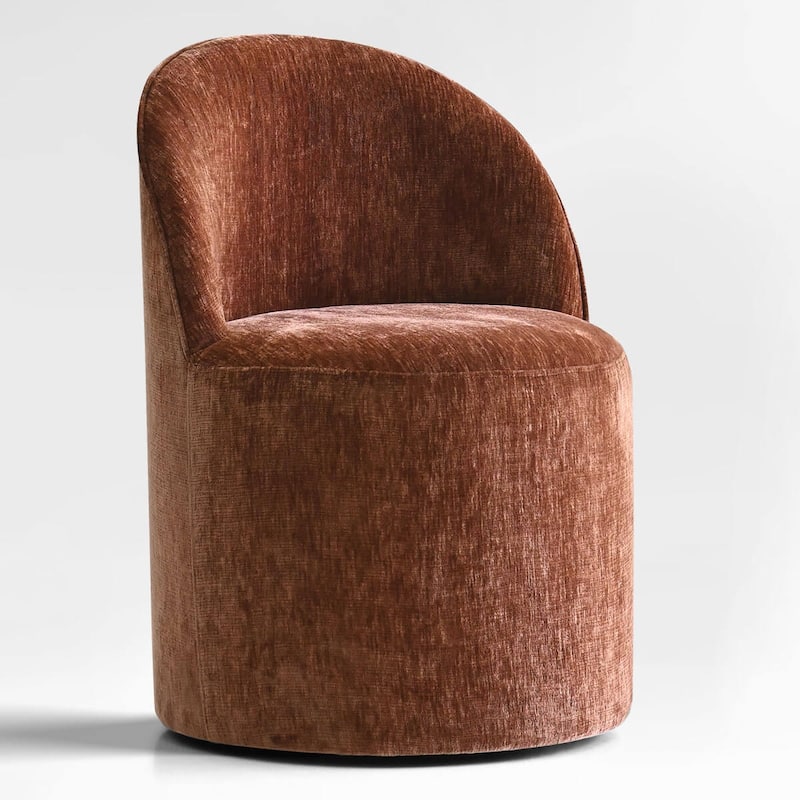 Chenille Upholstered Dining Chair with Castors (Set of 4)