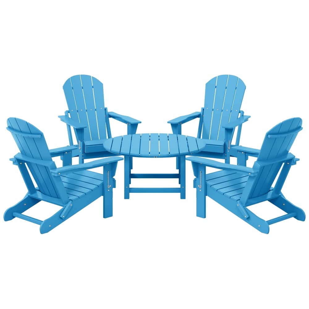 Laguna Outdoor 5-Piece Adirondack Chair With Round Coffee Table Conversation Set