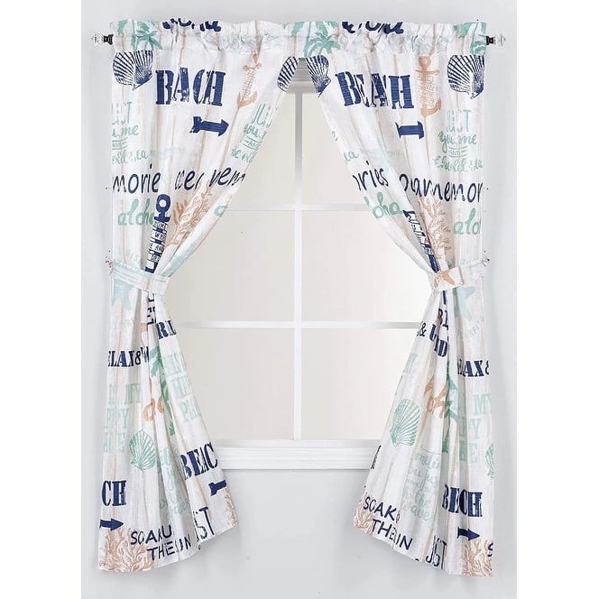 Printed Canvas Bathroom Window Curtains 54"x58" - Sanibel