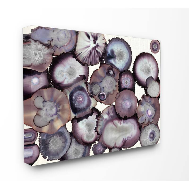 Stupell Grey and Purple Abstract Geode Stretched Canvas Wall Art
