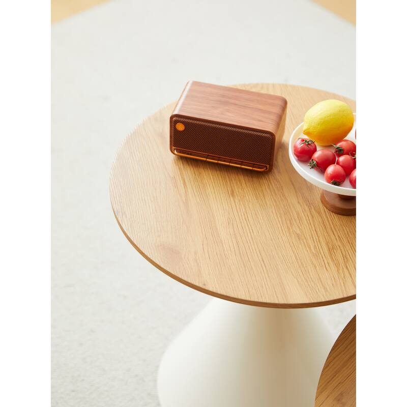 Set of 2 Round Coffee and Side Tables MDF Top Metal Double Cone Base