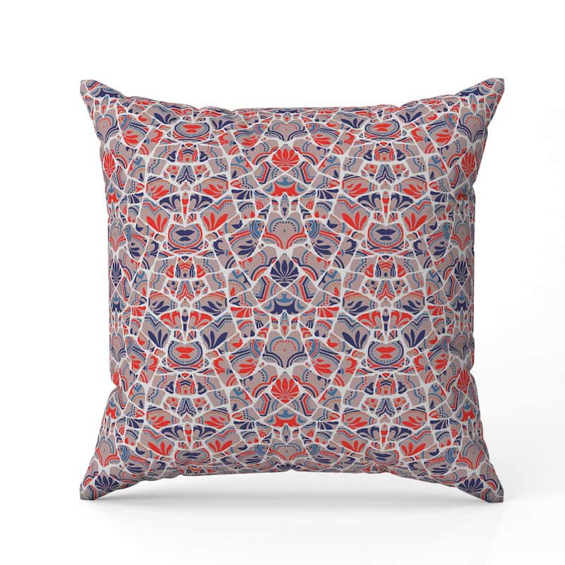 Wildflower Lagoon Faux Suede Reversible Throw Pillow Red and Blue