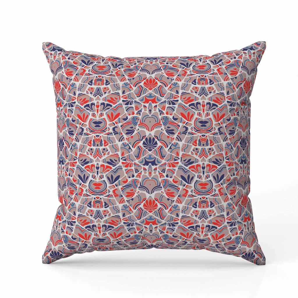 Wildflower Lagoon Indoor/Outdoor Reversible Throw Pillow Red and Blue