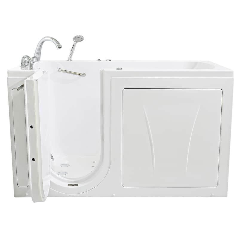 Ella Big4One 33"x66" Walk in Bathtub, Air + Hydro + Independent Foot Massage, 5 Piece Fast Fill Faucet, Dual 2" Drains