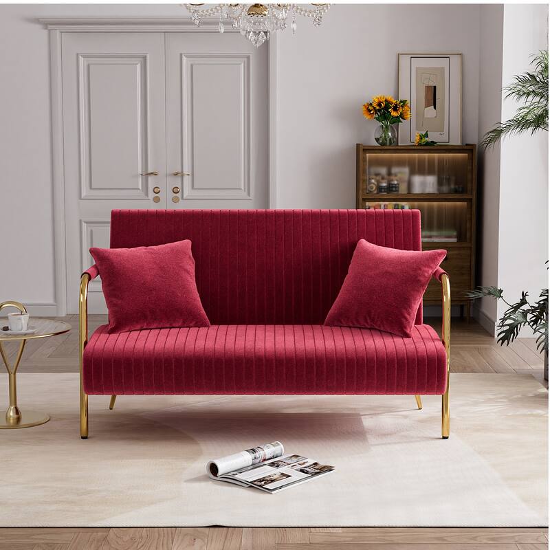 Ouyessir Upholstered Loveseat, Tufted Back Couch, Accent Armchair with 2 Pillows