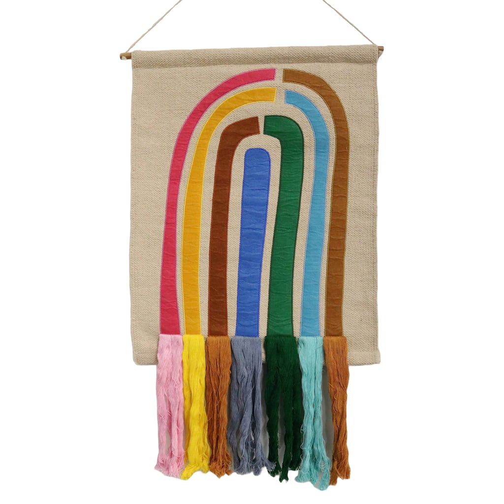 Home&Manor Large Rainbow Macrame Wall Hanging