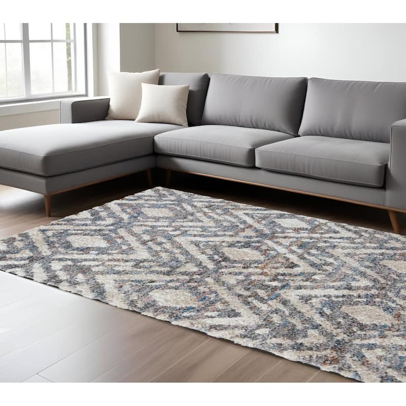 Wehin Power Loomed Geometric Stain Resistant Soft Durable Area Rug By HomeRoots - 8' x 10'