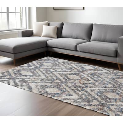 Wehin Power Loomed Geometric Stain Resistant Soft Durable Area Rug By HomeRoots - 8' x 10'
