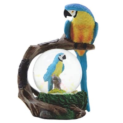Q-Max 4.25"H Blue Parrot Glitter Snow Globe Decoration Figurine