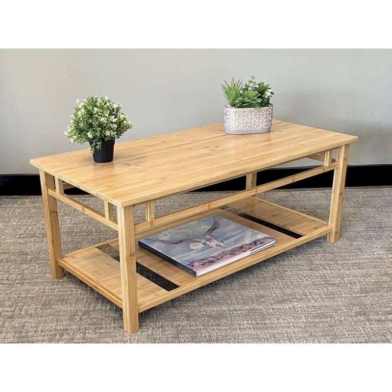 Zen Coffee Table with Lower Shelf in Natural