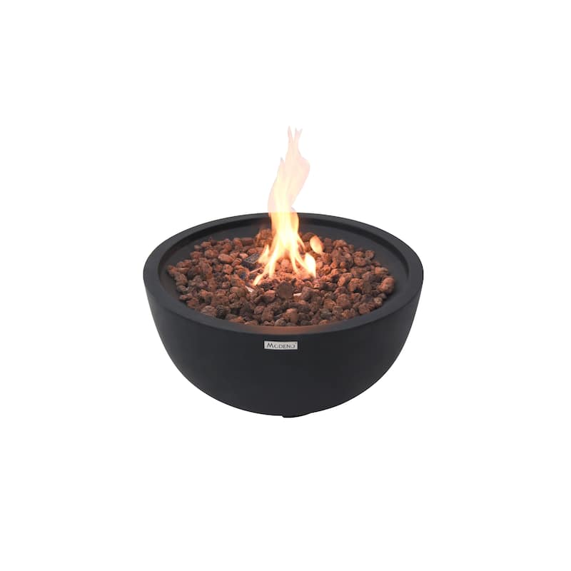Modeno Jefferson 40,000 BTU Concrete Propane Fire Bowl with Lava Rocks & Cover - 26.6 X 26.6 X 13.8