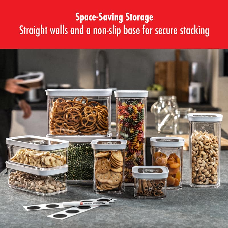 ZWILLING Fresh & Save Cube Box Set, 12-pc, Plastic, Airtight Dry Food Container, Small & Medium Cube Set w Vacuum Pump
