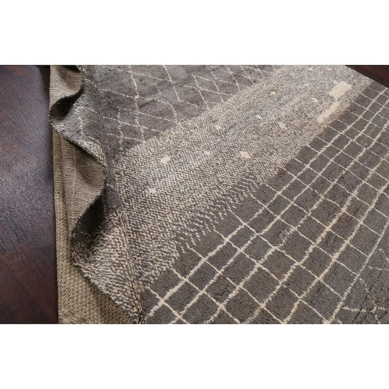 Trellis Modern Moroccan Wool Area Rug Hand-knotted Living Room Carpet - 9'11" x 14'6"